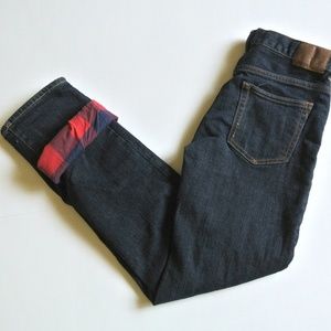 Gap Kids Boys 1969 Plaid Lined Straight Dark Denim